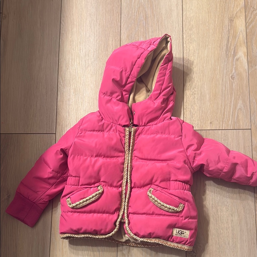 UGG Pink Hooded Puffer Jacket